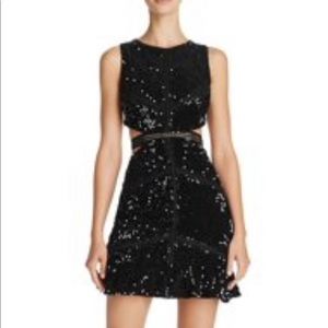 Black sequin cutout mini dress